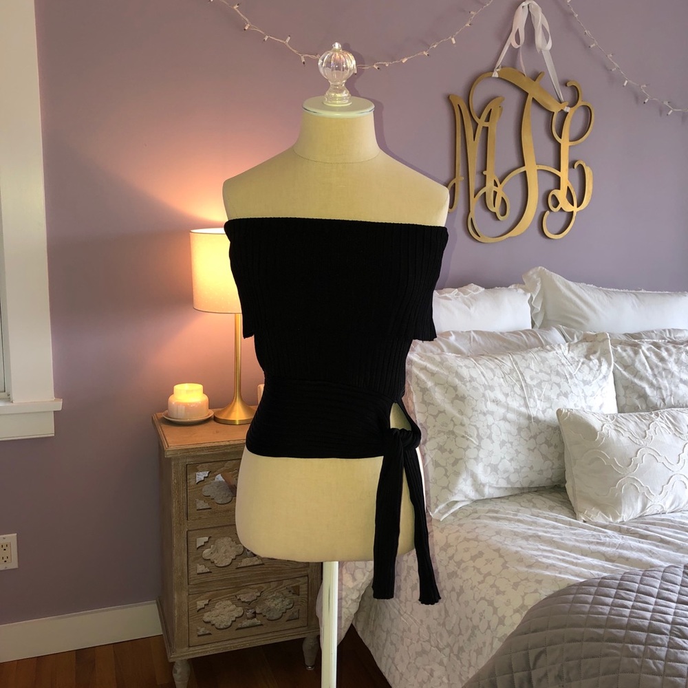 WHBM Black Off-the-Shoulder Top
